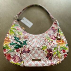 Brand new-Brahmin Pink and Green Hobo Bag with Floral Design